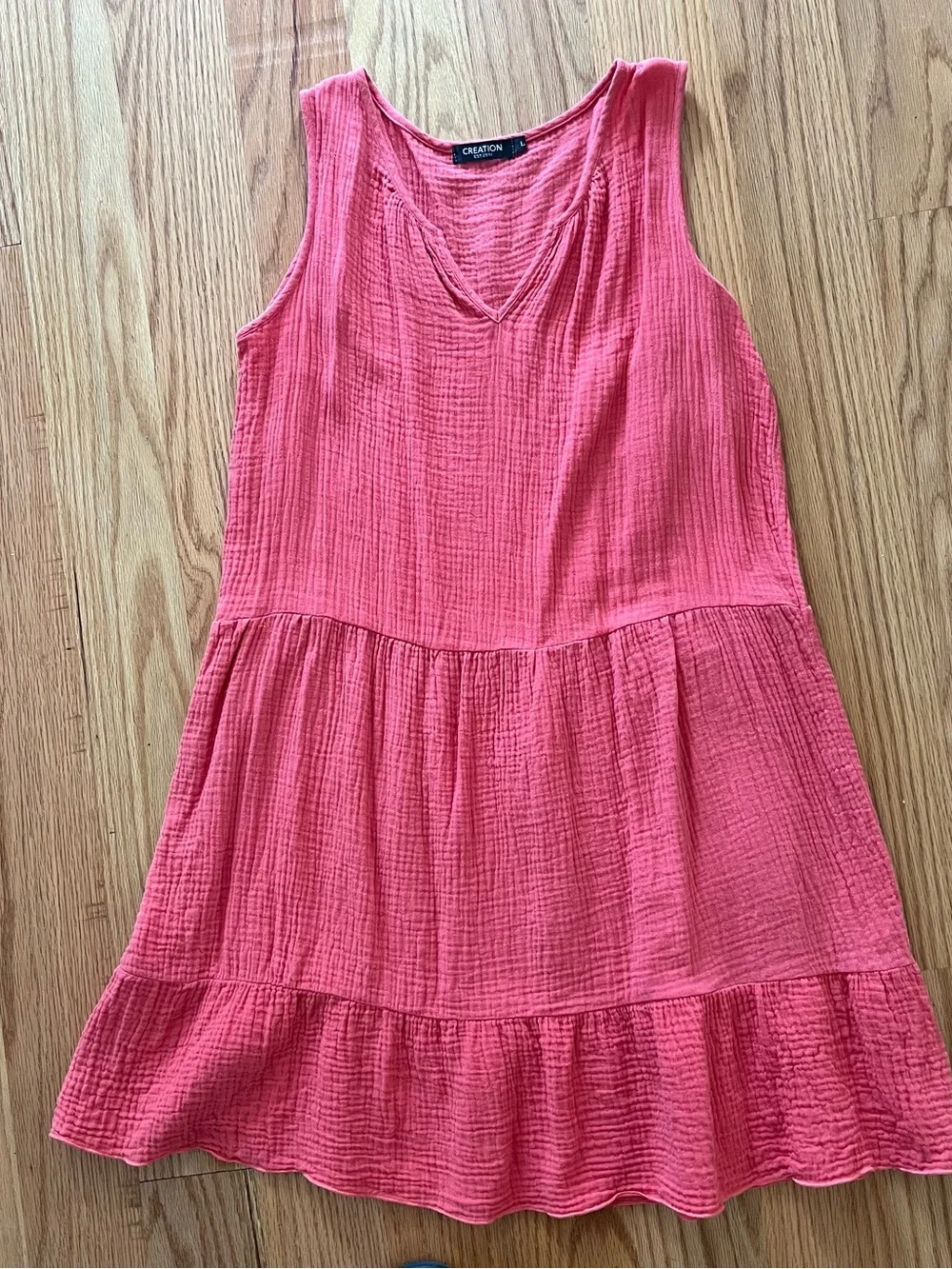 Creation Coral Pink Sleeveless Tiered Dress